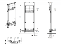Rigola pentru dus Geberit, Duofix, cu rama de montaj, H 130 cm